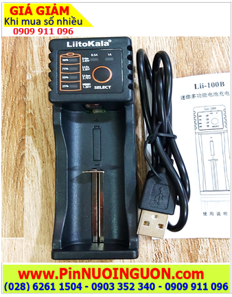Liitokala Lii-100B, Máy Sạc pin Liitokala Lii-100B (01 rảnh sạc cho pin 3.7V 3.2V 18650 26650 và NiMh 1.2V A AA AAA)